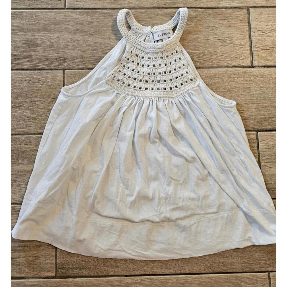 Evereve White Crochet Halter Tank Top Size M Boho Festival Racerback